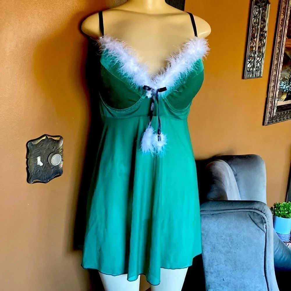 Just Sexy plus size Christmas Lingerie Set Emerald Green